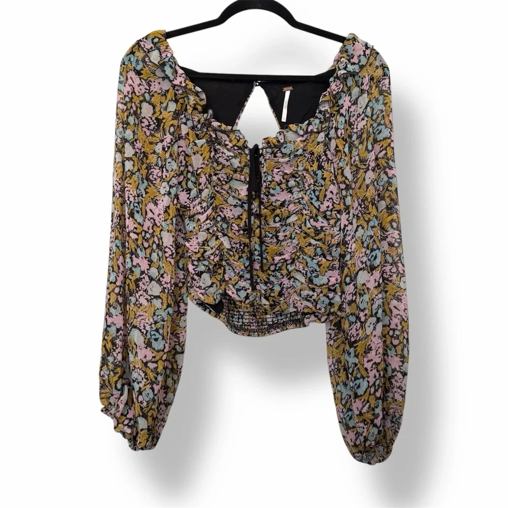 Free People Mabel Printed Smocked Long Sleeve Top - Picture 3 of 6